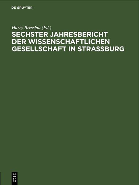 Produktbild: Sechster Jahresbericht der Wissenschaftlichen Gesellschaft in Strassburg