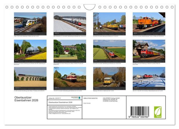 Produktbild: Oberlausitzer Eisenbahnen 2026 (Wandkalender 2026 DIN A4 quer), CALVENDO Monatskalender