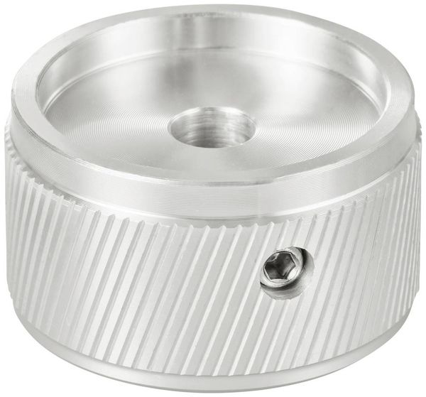 Produktbild: TRU COMPONENTS TC-11613820 Drehknopf mit Knopfmarkierung Silber (&Oslash; x H) 30 mm x 17 mm Aluminium 1 St.