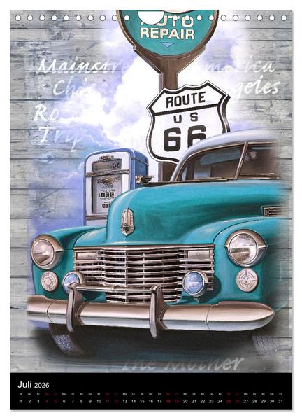 Produktbild: Drive America Plakate (Wandkalender 2026 DIN A4 hoch), CALVENDO Monatskalender