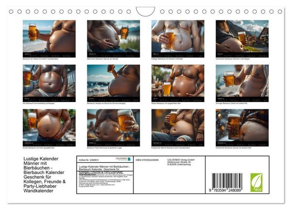 Produktbild: Lustige Kalender M&auml;nner mit Bierb&auml;uchen - Bierbauch Kalender Geschenk f&uuml;r Kollegen, Freunde & Party-Liebhaber Wandkalender (Wandkalender 2027 DIN A4 quer), CALVENDO Monatskalender