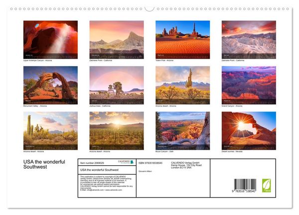 Produktbild: USA the wonderful Southwest (High Quality Premium Wall Calendar 2026 DIN A2 landscape),CALVENDO 12 Month Wall Calendar