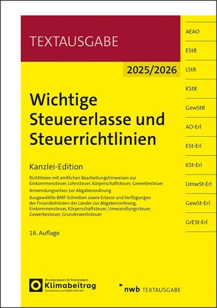 Wichtige Steuererlasse und Steuerrichtlinien, Set von , Nwb Verlag, 9783482683169