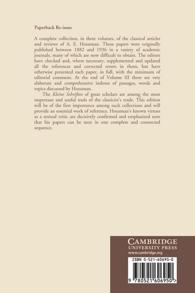 Produktbild: The Classical Papers of A. E. Housman
