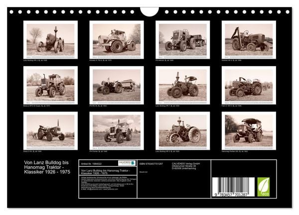 Produktbild: Von Lanz Bulldog bis Hanomag Traktor - Klassiker 1926 - 1975 (Wandkalender 2026 DIN A4 quer), CALVENDO Monatskalender