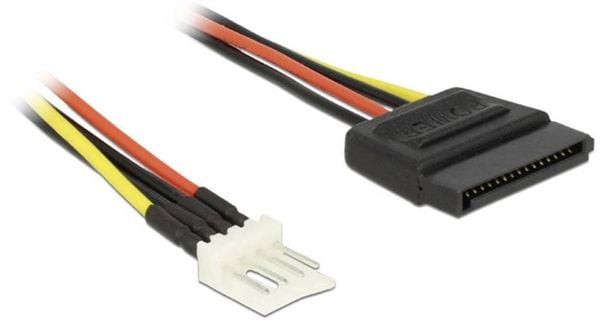 Delock Strom Anschlusskabel [1x SATA-Strom-Stecker 15pol. - 1x Floppy Stecker 4pol.] 0.15 m Schwarz, Rot, Gelb