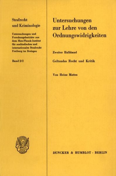 Produktbild: Untersuchungen zur Lehre von den Ordnungswidrigkeiten.