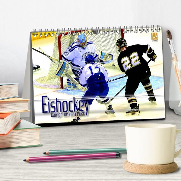 Produktbild: Eishockey - Kampf um den Puck (Tischkalender 2026 DIN A5 quer), CALVENDO Monatskalender