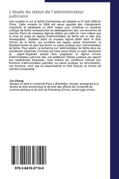 Produktbild: L'&eacute;tude du statut de l'administrateur judiciaire