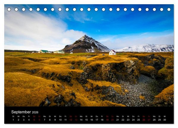 Produktbild: Island - Unber&uuml;hrte Landschaften (Tischkalender 2026 DIN A5 quer), CALVENDO Monatskalender