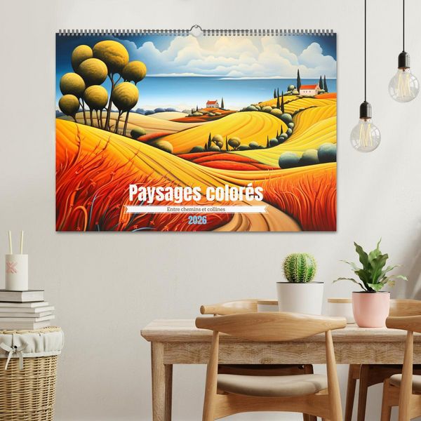 Produktbild: Paysages color&eacute;s (Calendrier mural 2026 DIN A2 vertical), CALVENDO calendrier mensuel