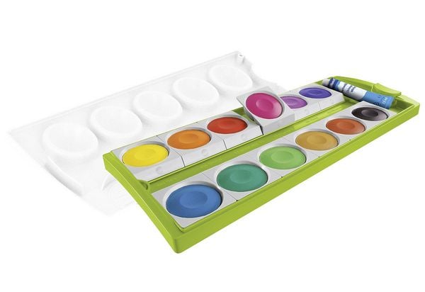 Produktbild: Pelikan Deckfarbkasten K12 mit Deckwei&szlig; gr&uuml;n Faltschachtel