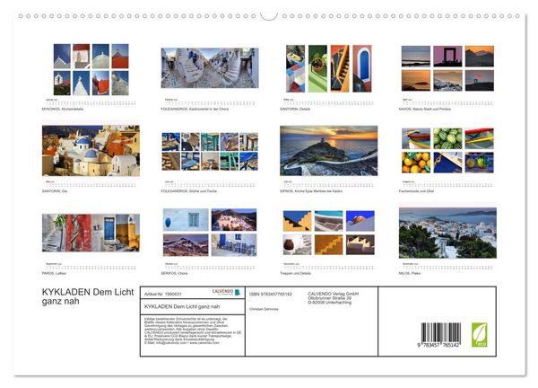 Produktbild: KYKLADEN Dem Licht ganz nah (hochwertiger Premium Wandkalender 2026 DIN A2 quer), Kunstdruck in Hochglanz