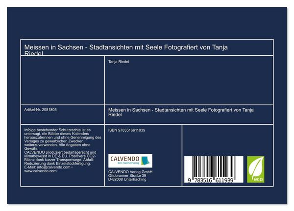 Produktbild: Meissen in Sachsen - Stadtansichten mit Seele Fotografiert von Tanja Riedel (Tischkalender 2026 DIN A5 quer), CALVENDO Monatskalender