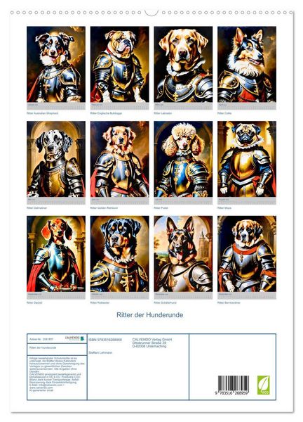 Produktbild: Ritter der Hunderunde (hochwertiger Premium Wandkalender 2026 DIN A2 hoch), Kunstdruck in Hochglanz