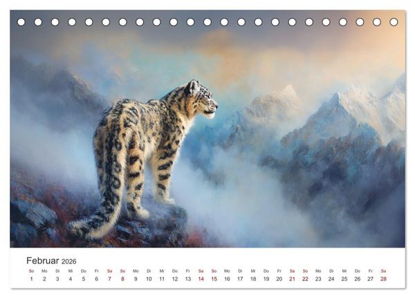 Produktbild: Geist des Gebirges - Ein Jahr in der wilden Welt der Schneeleoparden (Tischkalender 2026 DIN A5 quer), CALVENDO Monatskalender