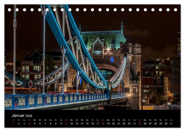 Produktbild: London - Nachts an der Themse (Tischkalender 2026 DIN A5 quer), CALVENDO Monatskalender