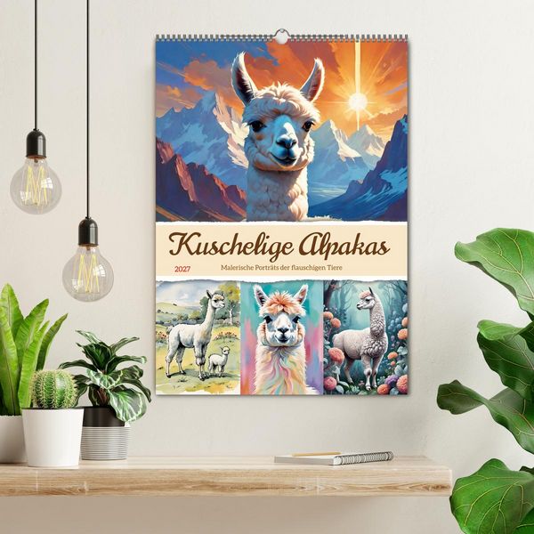 Produktbild: Kuschelige Alpakas (Wandkalender 2027 DIN A2 hoch), CALVENDO Monatskalender