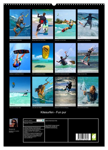 Produktbild: Kitesurfen - Fun pur (hochwertiger Premium Wandkalender 2026 DIN A2 hoch), Kunstdruck in Hochglanz