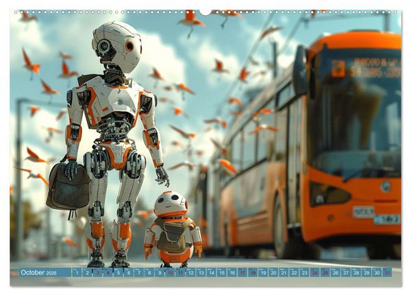 Produktbild: Robots Are Just People Too (High Quality Premium Wall Calendar 2026 DIN A2 landscape),CALVENDO 12 Month Wall Calendar