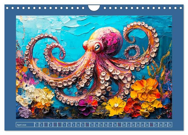Produktbild: Bunte Fische im &Ouml;lgem&auml;lde-Stil. Zuhause in den Meerestiefen (Wandkalender 2026 DIN A4 quer), CALVENDO Monatskalender