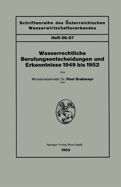 Produktbild: Wasserrechtliche Berufungsentscheidungen und Erkenntnisse 1949 bis 1952