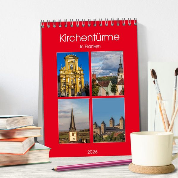 Produktbild: Kirchent&uuml;rme in Franken (Tischkalender 2026 DIN A5 hoch), CALVENDO Monatskalender