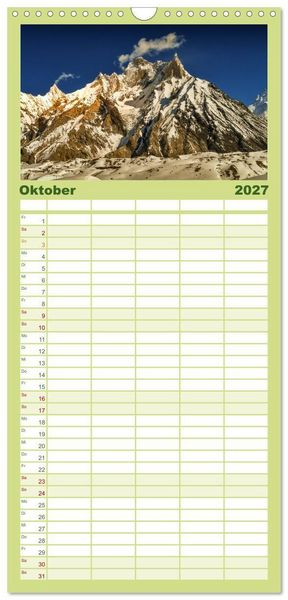 Produktbild: Familienplaner 2027 - Berge des Karakorum mit 5 Spalten (Wandkalender, 21 x 45 cm) CALVENDO