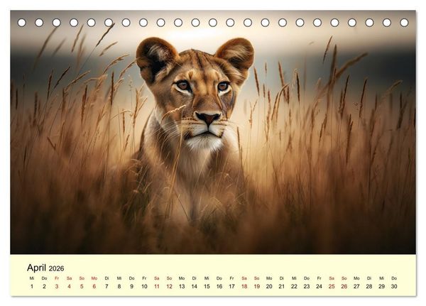 Produktbild: Majest&auml;tische L&ouml;wen - Die Herrscher der Wildnis (Tischkalender 2026 DIN A5 quer), CALVENDO Monatskalender