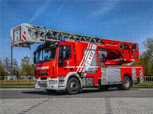 CALVENDO Puzzle Magirus DLK 23/12 Iveco 160E32 - FF Memmelsdorf | 1000 Teile Lege-Größe 64x48cm Foto-Puzzle für glückliche Stunden
