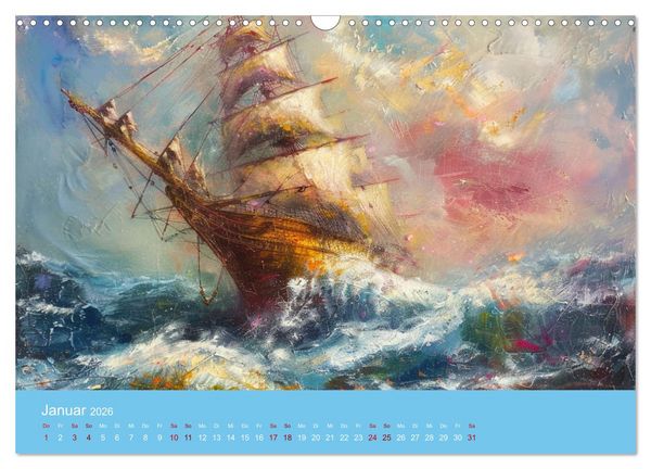 Produktbild: Das trunkene Schiff mit Bildern im William Turner-Stil (Wandkalender 2026 DIN A3 quer), CALVENDO Monatskalender