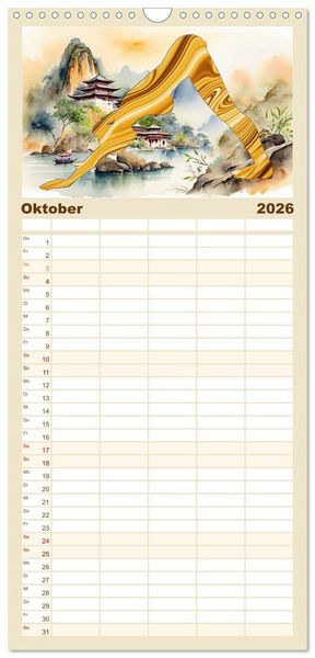 Produktbild: Familienplaner 2026 - YOGA - Harmonie von K&ouml;rper, Geist und Seele mit 5 Spalten (Wandkalender, 21 x 45 cm) CALVENDO