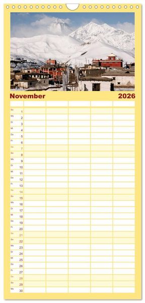 Produktbild: Familienplaner 2026 - Nepal mit 5 Spalten (Wandkalender, 21 x 45 cm) CALVENDO
