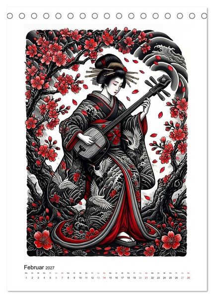 Produktbild: Irezumi - Japans Seele in zwei Farben (Tischkalender 2027 DIN A5 hoch), CALVENDO Monatskalender