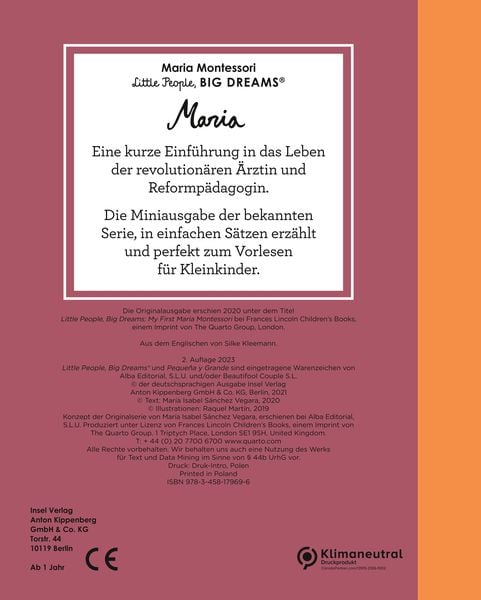 Produktbild: Maria Montessori &ndash; Little People, BIG DREAMS. Mini