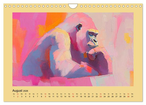 Produktbild: Majest&auml;tische Menschenaffen. Faszinierende Wesen in kunstvoller &Ouml;loptik (Wandkalender 2026 DIN A4 quer), CALVENDO Monatskalender