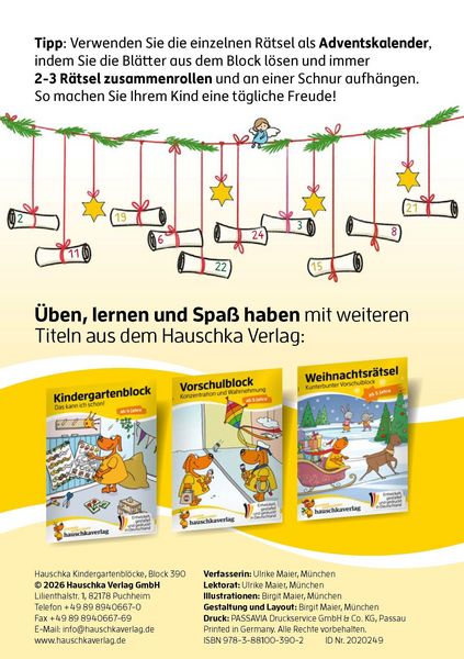 Produktbild: Weihnachtsr&auml;tsel &ndash; Kunterbunter Kindergartenblock ab 4 Jahre