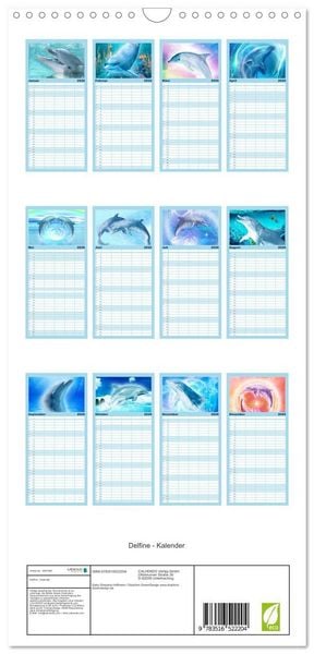 Produktbild: Familienplaner 2026 - Delfine - Kalender mit 5 Spalten (Wandkalender, 21 x 45 cm) CALVENDO