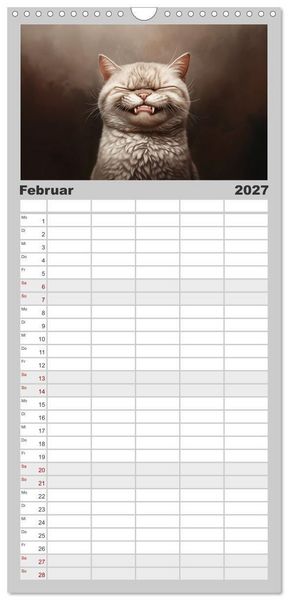 Produktbild: Familienplaner 2027 - Auch Katzen lachen gern mit 5 Spalten (Wandkalender, 21 x 45 cm) CALVENDO