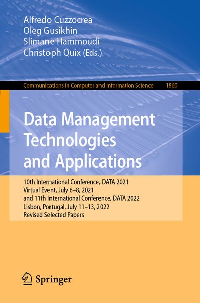 Produktbild: Data Management Technologies and Applications