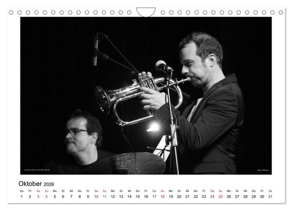 Produktbild: Internationale Meister des Jazz in Schwarzwei&szlig; (Wandkalender 2026 DIN A4 quer), CALVENDO Monatskalender