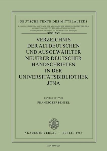 Universitätsbibliothek Jena, Taschenbuch von Banville, De Gruyter, 9783050001722