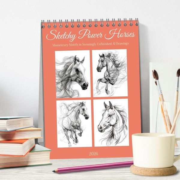 Produktbild: Sketchy Power Horses (Desk Calendar 2026 DIN A5 portrait), CALVENDO 12 Month DeskCalendar
