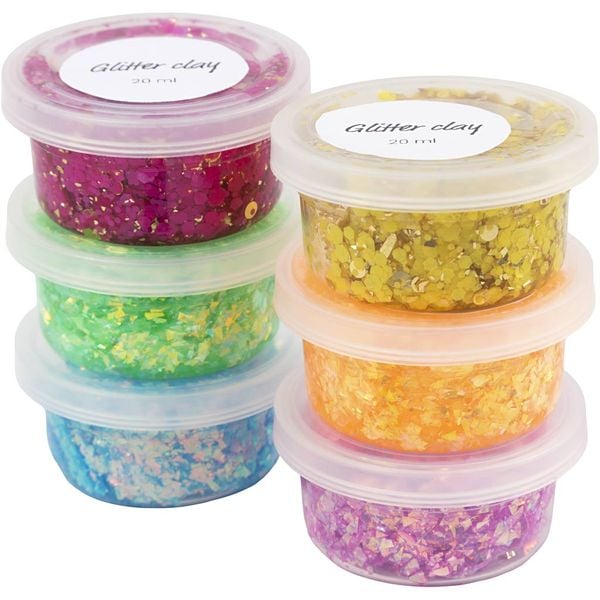 Produktbild: Creativ Company Glitter Clay, Sortierte Farben, 6x20 ml