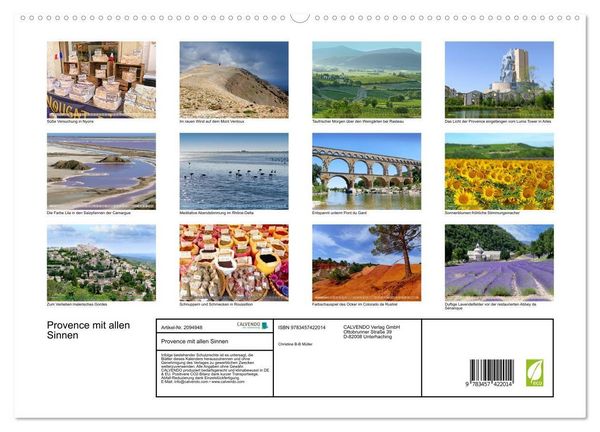 Produktbild: Provence mit allen Sinnen (hochwertiger Premium Wandkalender 2026 DIN A2 quer), Kunstdruck in Hochglanz