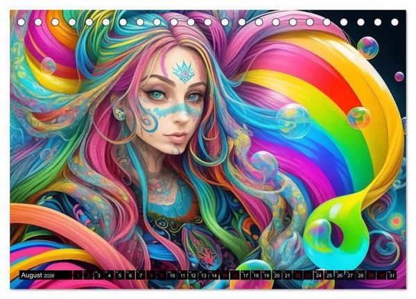 Produktbild: Psychedelische Ladies (Tischkalender 2026 DIN A5 quer), CALVENDO Monatskalender