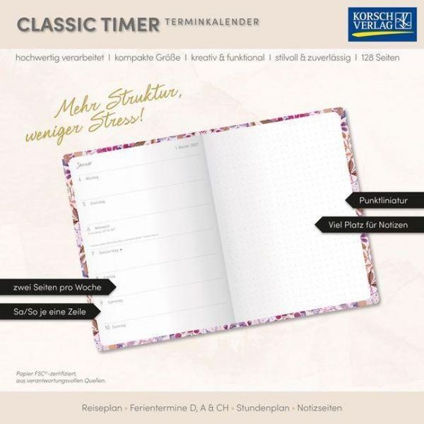 Produktbild: Terminkalender Classic Timer Pink Flowers 2027