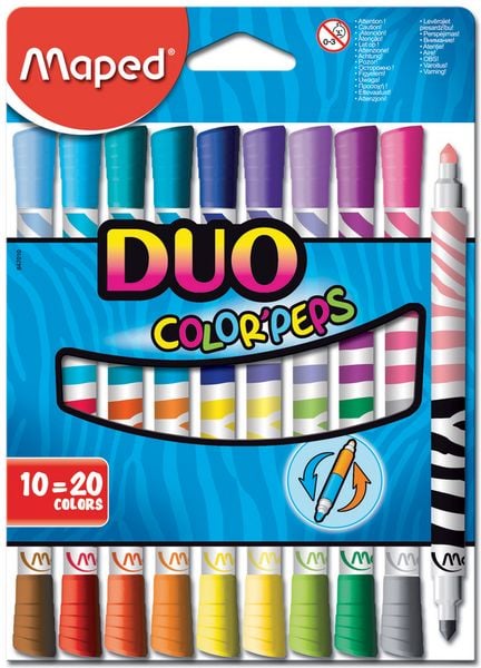 Produktbild: Maped Filzstifte DUO Color'Peps 20 Farben 10 St&uuml;ck