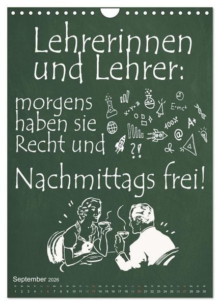 Produktbild: Coole Lehrerspr&uuml;che (Wandkalender 2026 DIN A4 hoch), CALVENDO Monatskalender