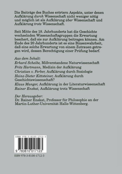 Produktbild: Wissenschaft und Aufkl&auml;rung